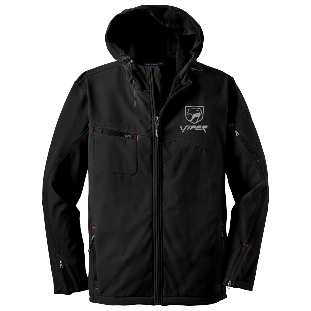 Mens Dodge® Viper Sneaky Pete Hooded Softshell Jacket - Black - Speedlogix