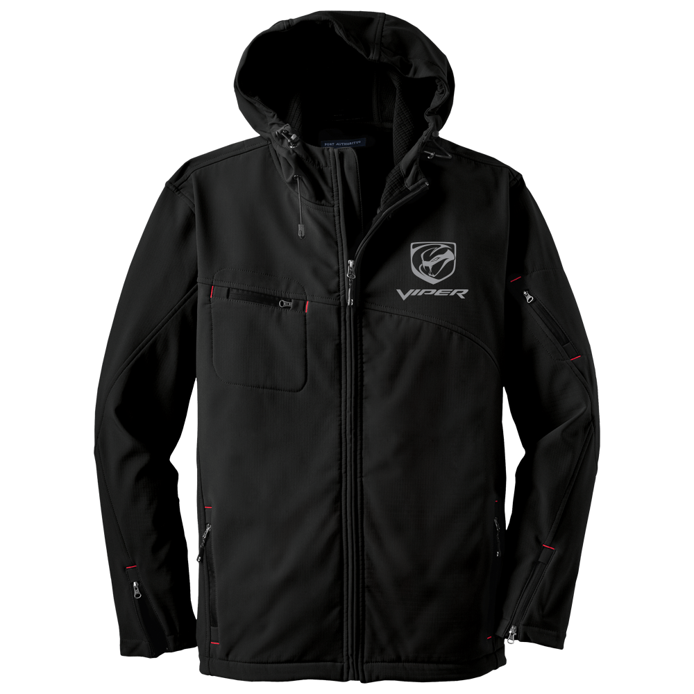 Mens Dodge® Viper Stryker Hooded Softshell Jacket - Black - Speedlogix