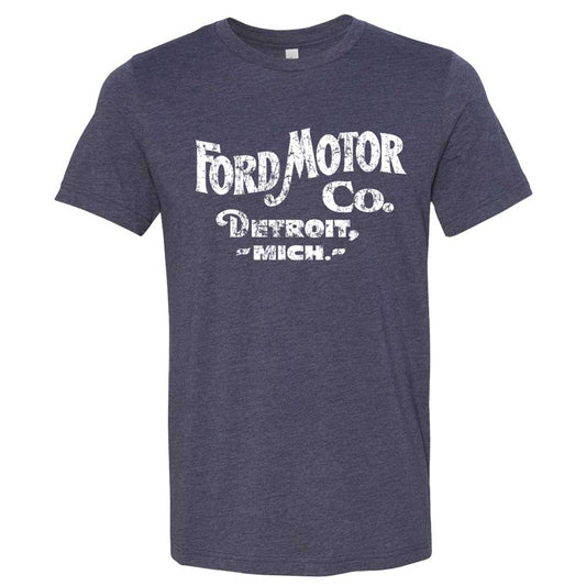 Mens Ford Distressed 1903 Text - Triblend Heather Navy - Speedlogix