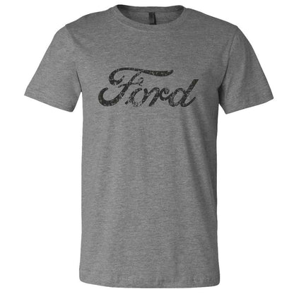 Mens Ford Distressed Text - Triblend Grey - Speedlogix