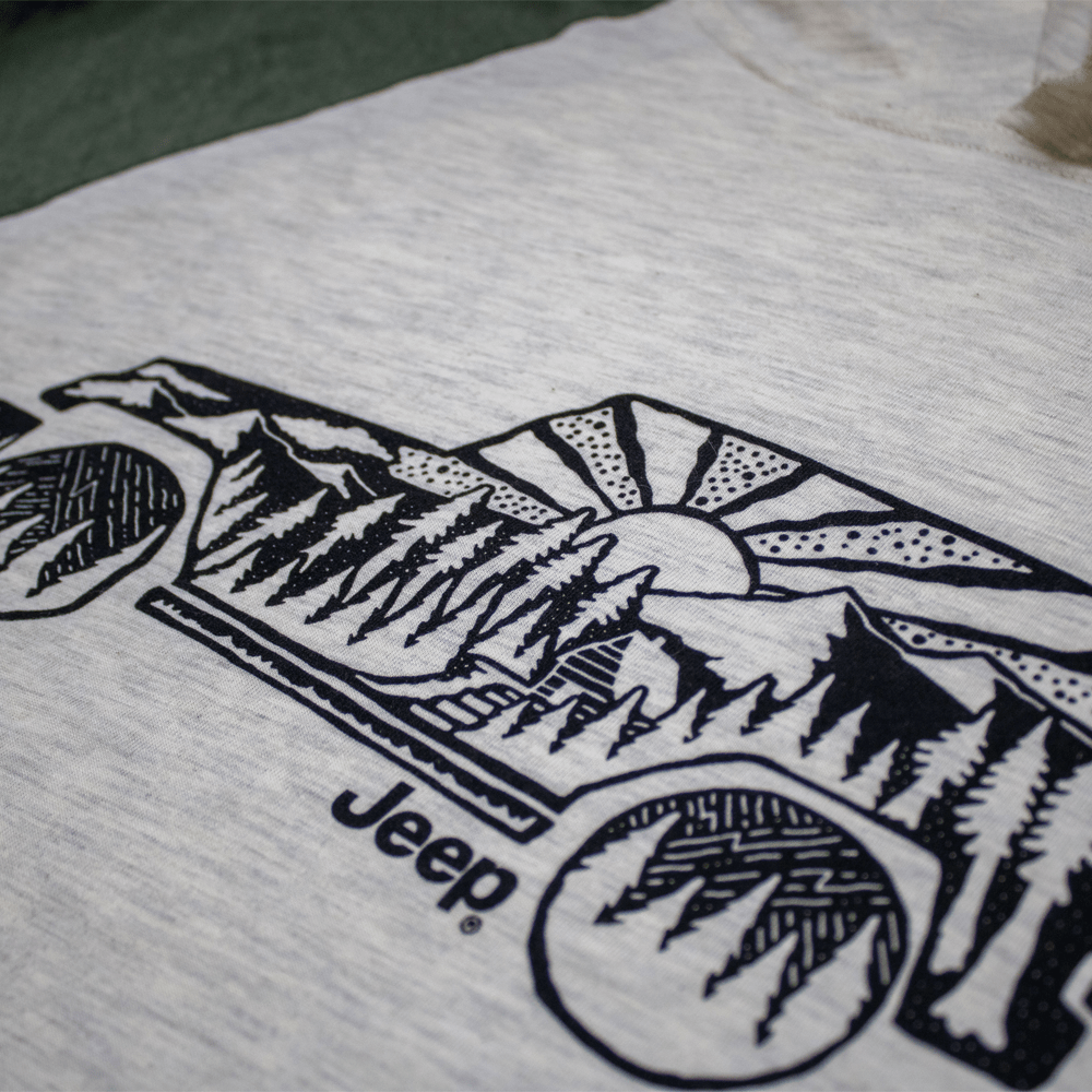 Mens Jeep® Atomic Side Long Sleeve Hooded T-Shirt - Moss Green / Natural - Speedlogix