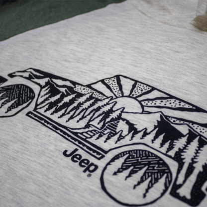 Mens Jeep® Atomic Side Long Sleeve Hooded T-Shirt - Moss Green / Natural - Speedlogix