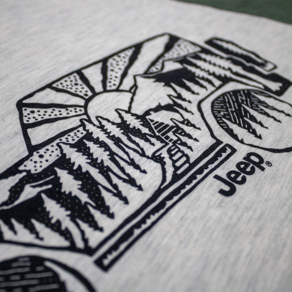 Mens Jeep® Atomic Side Long Sleeve Hooded T-Shirt - Moss Green / Natural - Speedlogix