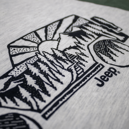 Mens Jeep® Atomic Side Long Sleeve Hooded T-Shirt - Moss Green / Natural - Speedlogix