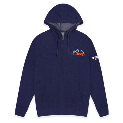 Mens Jeep® Explore the Outdoors Zip French Terry Hooded Sweatshirt - Denim - Speedlogix
