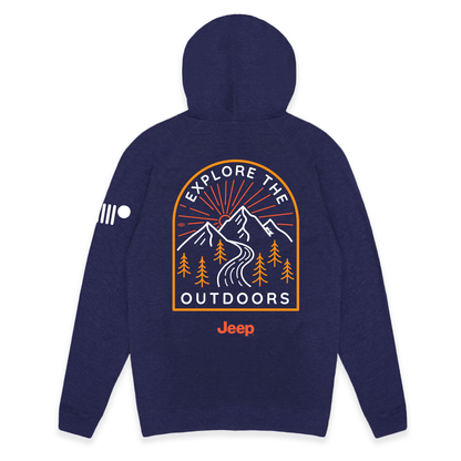 Mens Jeep® Explore the Outdoors Zip French Terry Hooded Sweatshirt - Denim - Speedlogix