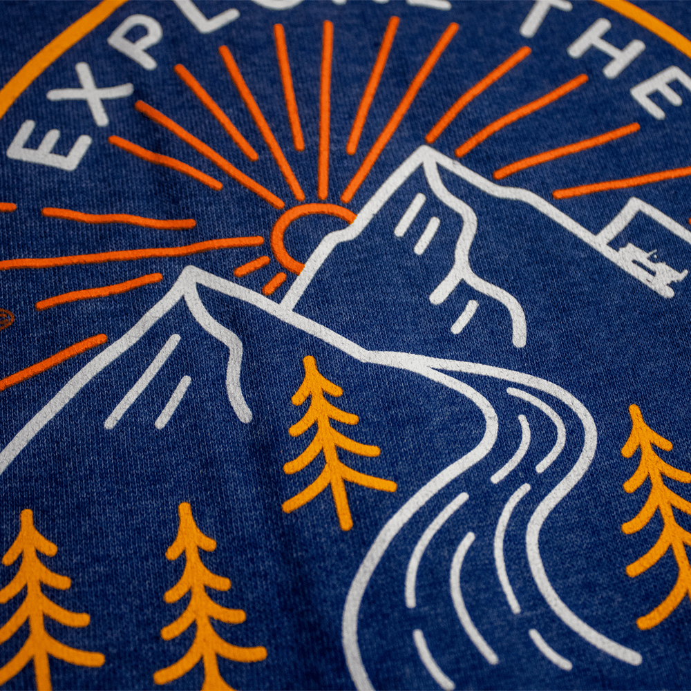 Mens Jeep® Explore the Outdoors Zip French Terry Hooded Sweatshirt - Denim - Speedlogix