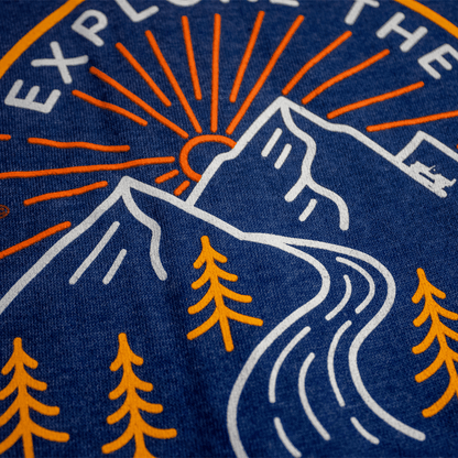 Mens Jeep® Explore the Outdoors Zip French Terry Hooded Sweatshirt - Denim - Speedlogix