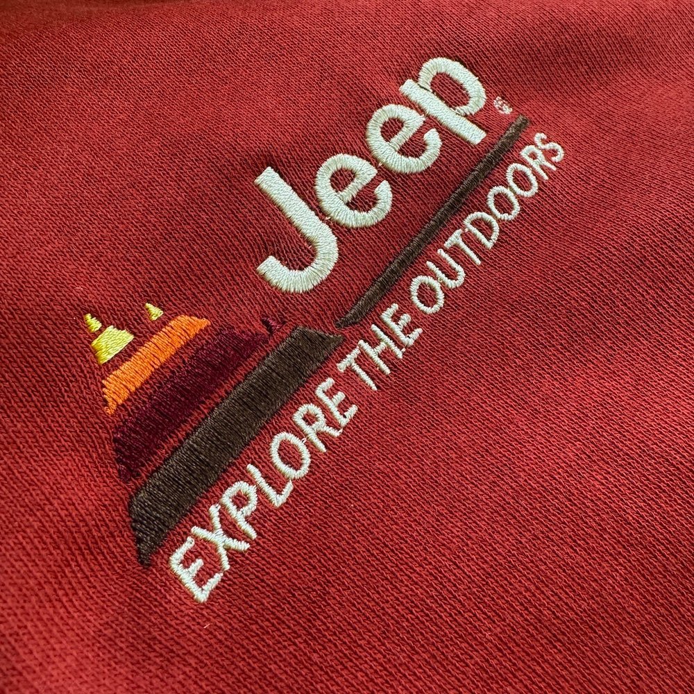 Mens Jeep® Explore The Outdoors Zip French Terry Hooded Sweatshirt - Spice Heather - Speedlogix
