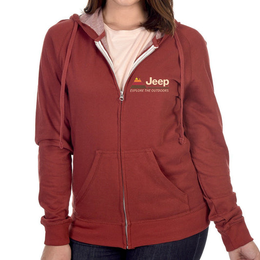 Mens Jeep® Explore The Outdoors Zip French Terry Hooded Sweatshirt - Spice Heather - Speedlogix