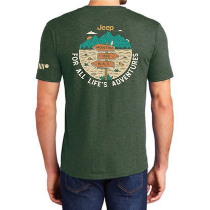 Mens Jeep® For All Life's Adventures T-Shirt - Heather Forest Green - Speedlogix
