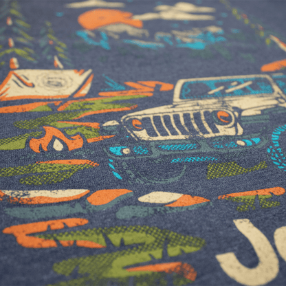 Mens Jeep® Freedom To Roam Crew Neck Sweatshirt - Heather Navy Blue - Speedlogix