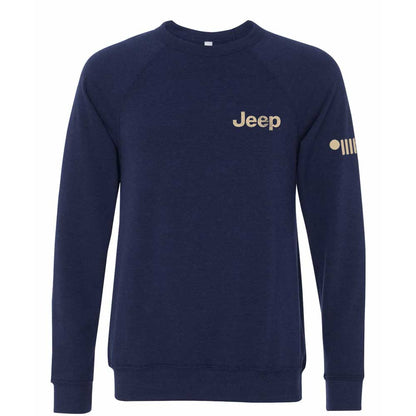 Mens Jeep® Freedom To Roam Crew Neck Sweatshirt - Heather Navy Blue - Speedlogix