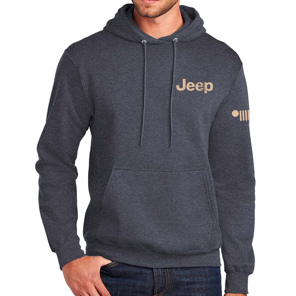 Mens Jeep® Freedom To Roam Hoodie Sweatshirt - Heather Navy Blue - Speedlogix