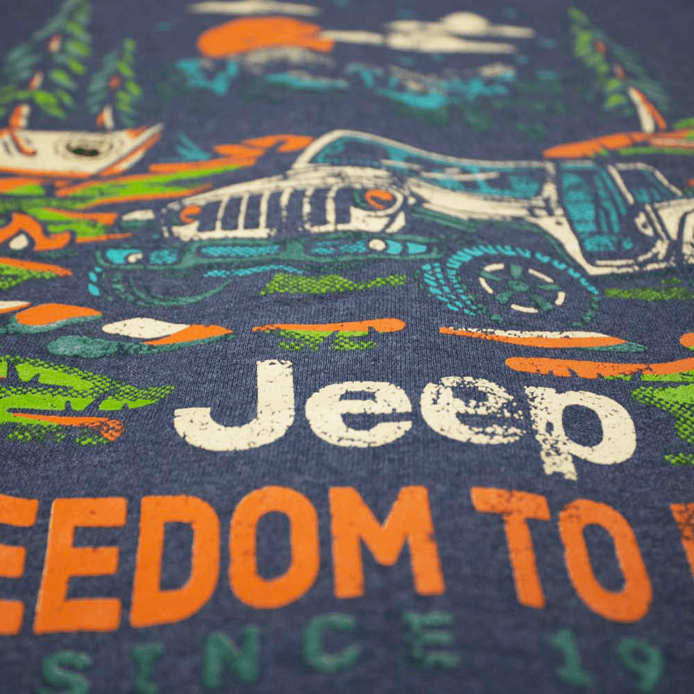 Mens Jeep® Freedom To Roam Zip Hoodie Sweatshirt - Heather Navy Blue - Speedlogix