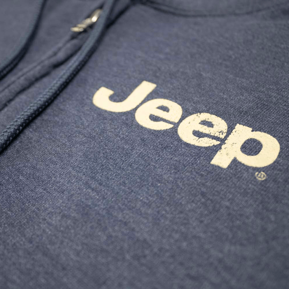 Mens Jeep® Freedom To Roam Zip Hoodie Sweatshirt - Heather Navy Blue - Speedlogix