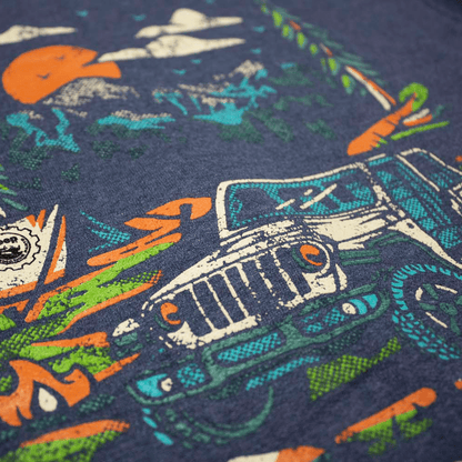 Mens Jeep® Freedom To Roam Zip Hoodie Sweatshirt - Heather Navy Blue - Speedlogix