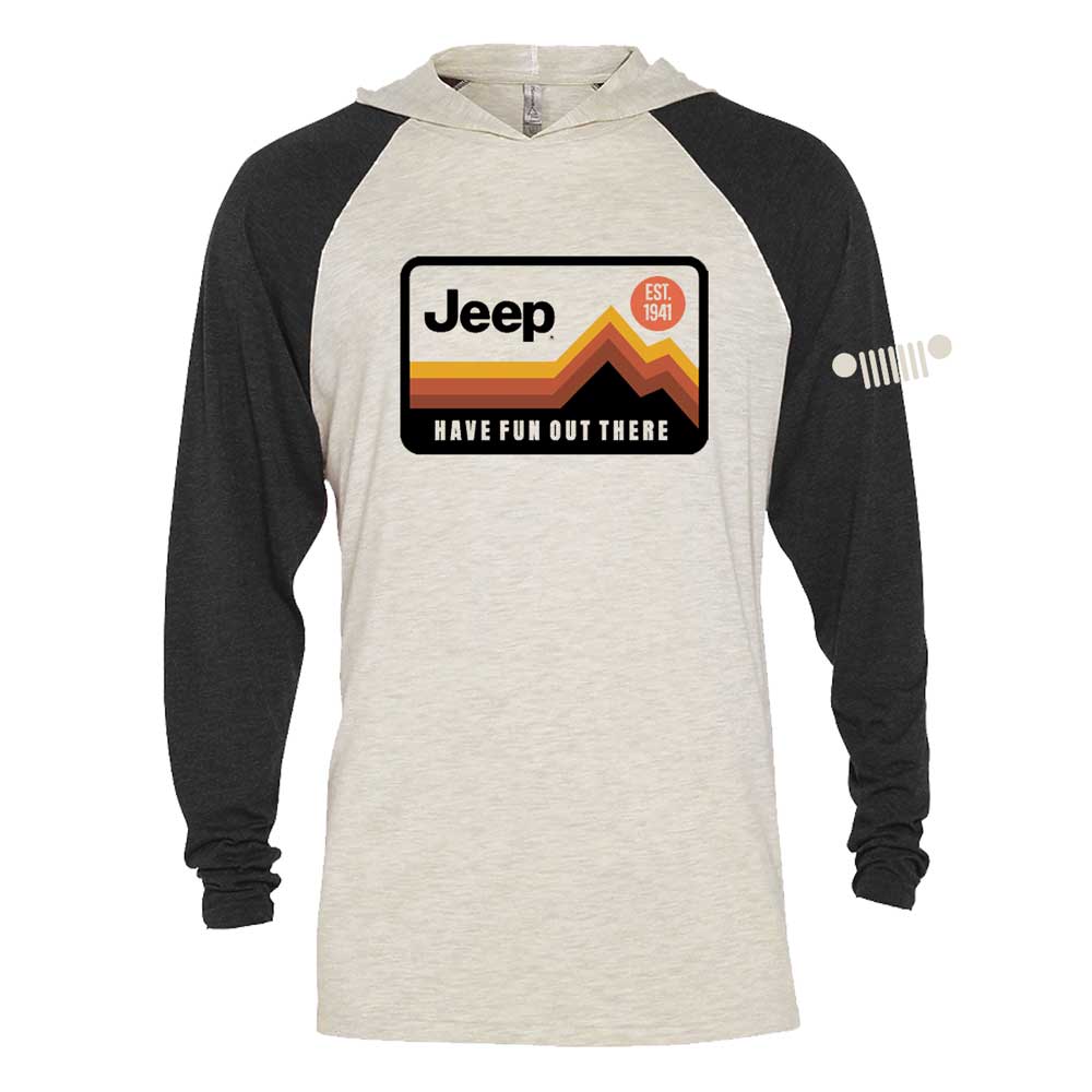 Mens Jeep® Have Fun Out There Long Sleeve Hooded T-Shirt - Black / Natural - Speedlogix