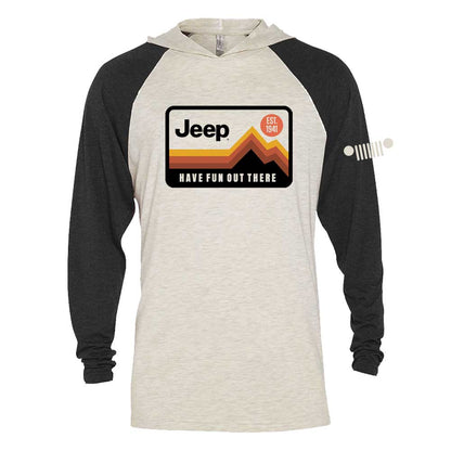 Mens Jeep® Have Fun Out There Long Sleeve Hooded T-Shirt - Black / Natural - Speedlogix
