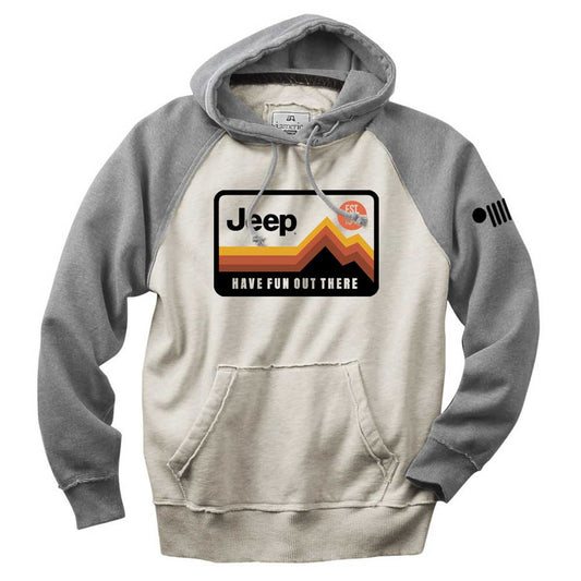 Mens Jeep® Have Fun Out There Vintage Hoodie - Grey/Natural - Speedlogix