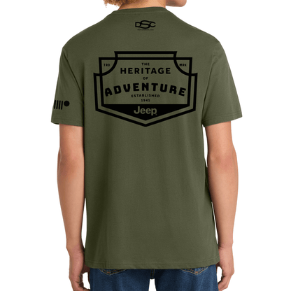 Mens Jeep® Heritage of Adventure Badge T-Shirt - Olive Green - Speedlogix