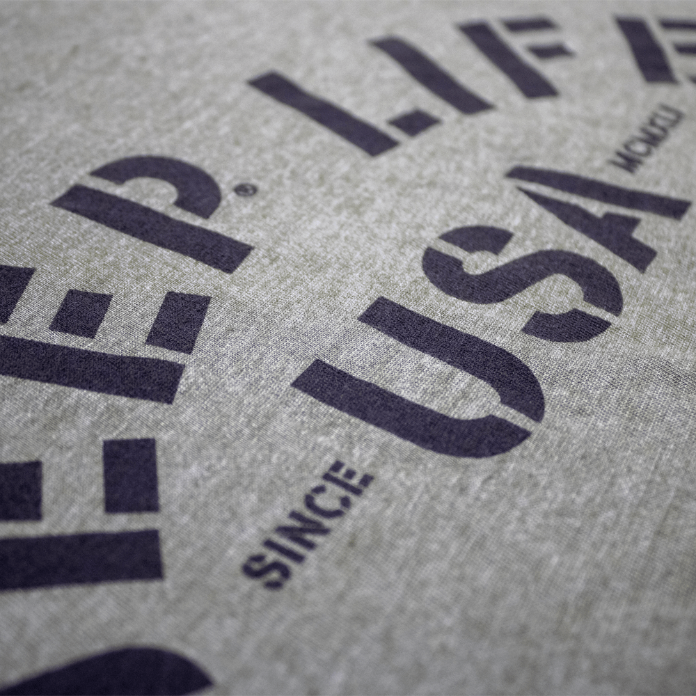 Mens Jeep® Life USA T-Shirt - Heather Military Green - Speedlogix