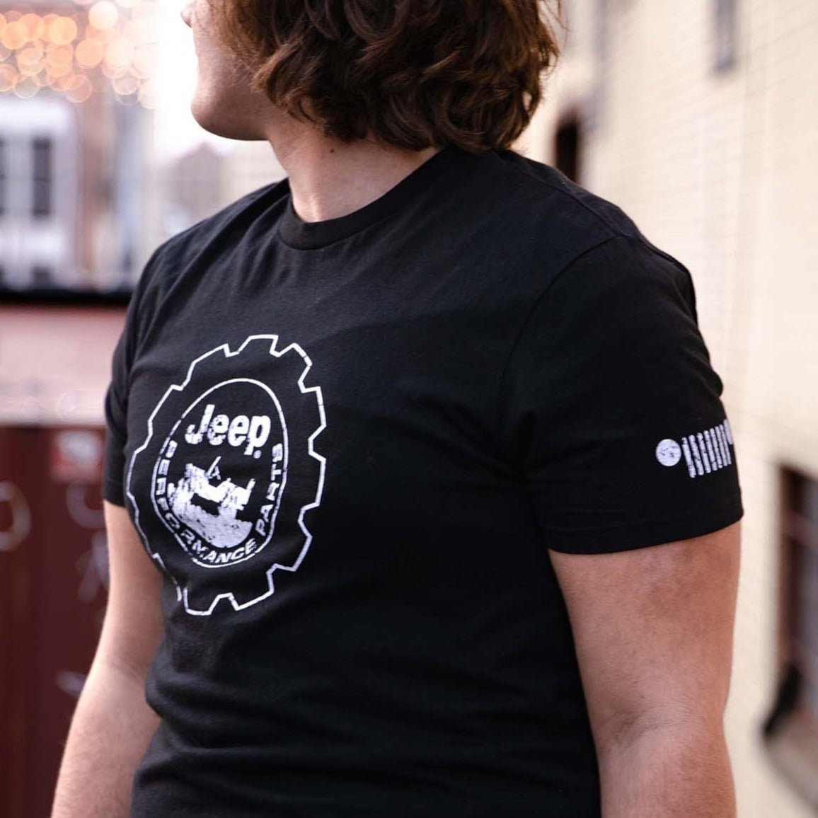 Mens Jeep® Performance Distressed Logo T-Shirt - Black - Speedlogix