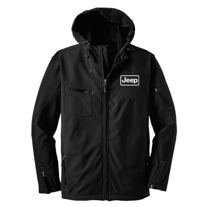 Mens Jeep® Rectangle Logo Hooded Softshell Jacket - Black - Speedlogix