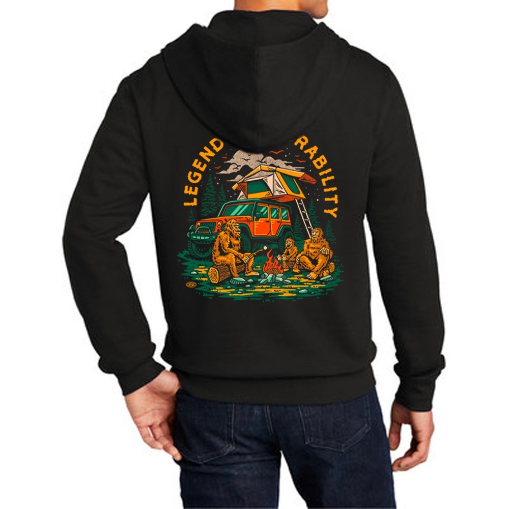 Mens Jeep® Sasquatch Zip Hoodie Sweatshirt - Black - Speedlogix