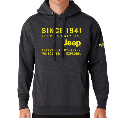 Mens Jeep® Stencil Hoodie - Heather Charcoal - Speedlogix