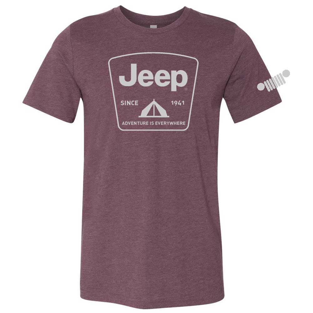 Mens Jeep® Tent Badge T-Shirt - Heather Burgundy - Speedlogix