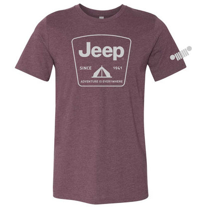 Mens Jeep® Tent Badge T-Shirt - Heather Burgundy - Speedlogix