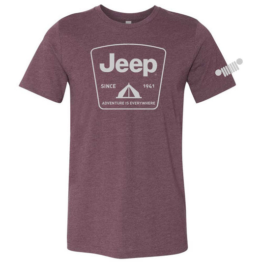 Mens Jeep® Tent Badge T-Shirt - Heather Burgundy - Speedlogix