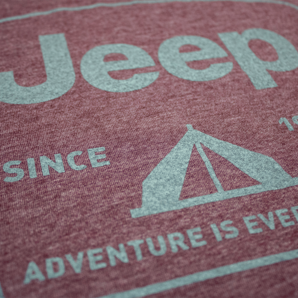 Mens Jeep® Tent Badge T-Shirt - Heather Burgundy - Speedlogix
