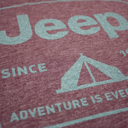Mens Jeep® Tent Badge T-Shirt - Heather Burgundy - Speedlogix