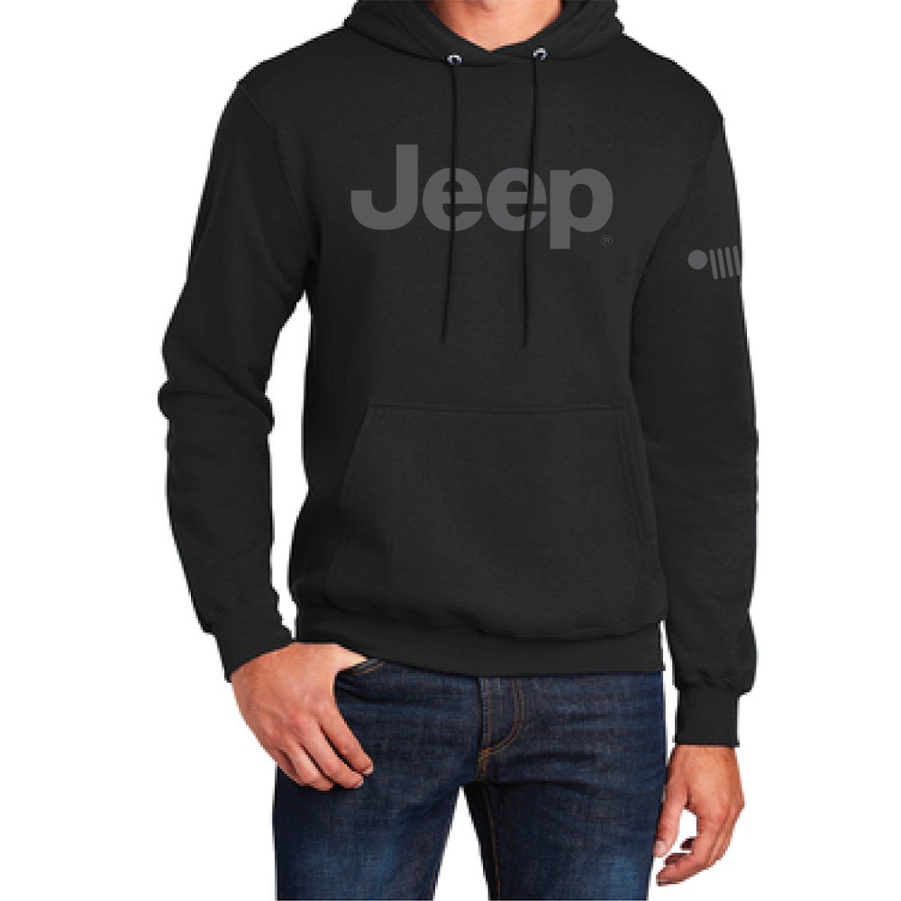 Mens Jeep® Text Blackout Hoodie - Blackout - Speedlogix