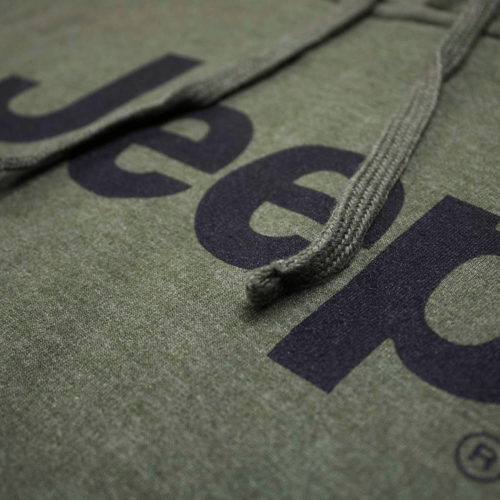 Mens Jeep® Text Hoodie - Heather Army Green - Speedlogix