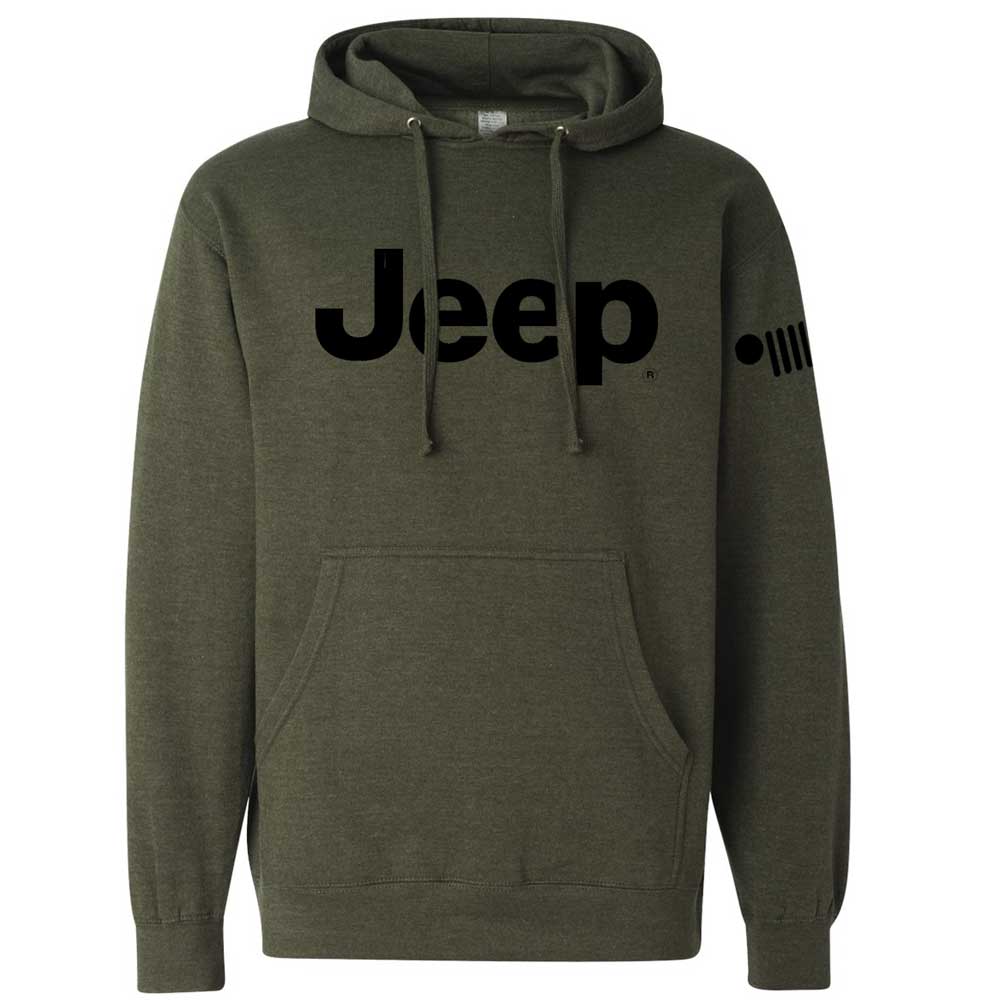 Mens Jeep® Text Hoodie - Heather Army Green - Speedlogix