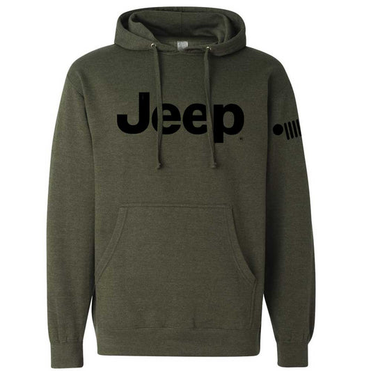 Mens Jeep® Text Hoodie - Heather Army Green - Speedlogix