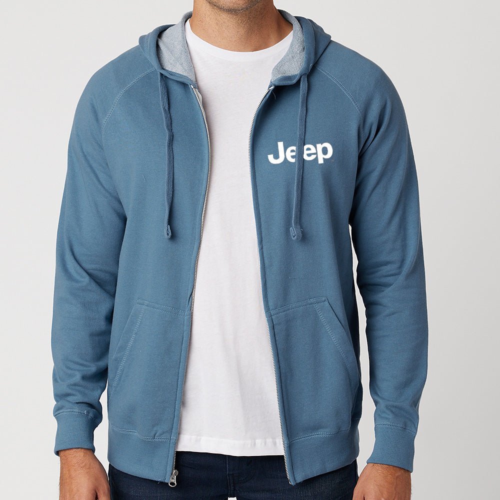 Mens Jeep® Text Zip French Terry Hooded Sweatshirt - Speedlogix