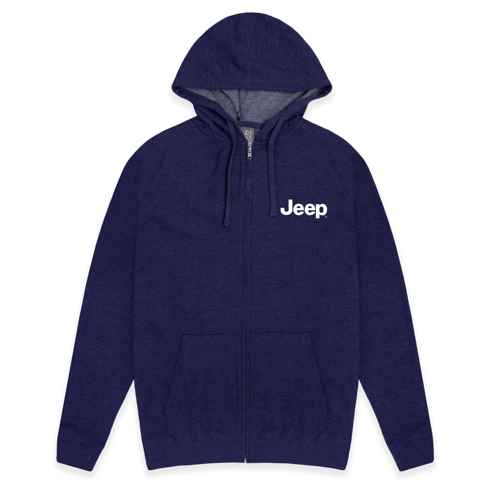Mens Jeep® Text Zip French Terry Hooded Sweatshirt - Speedlogix
