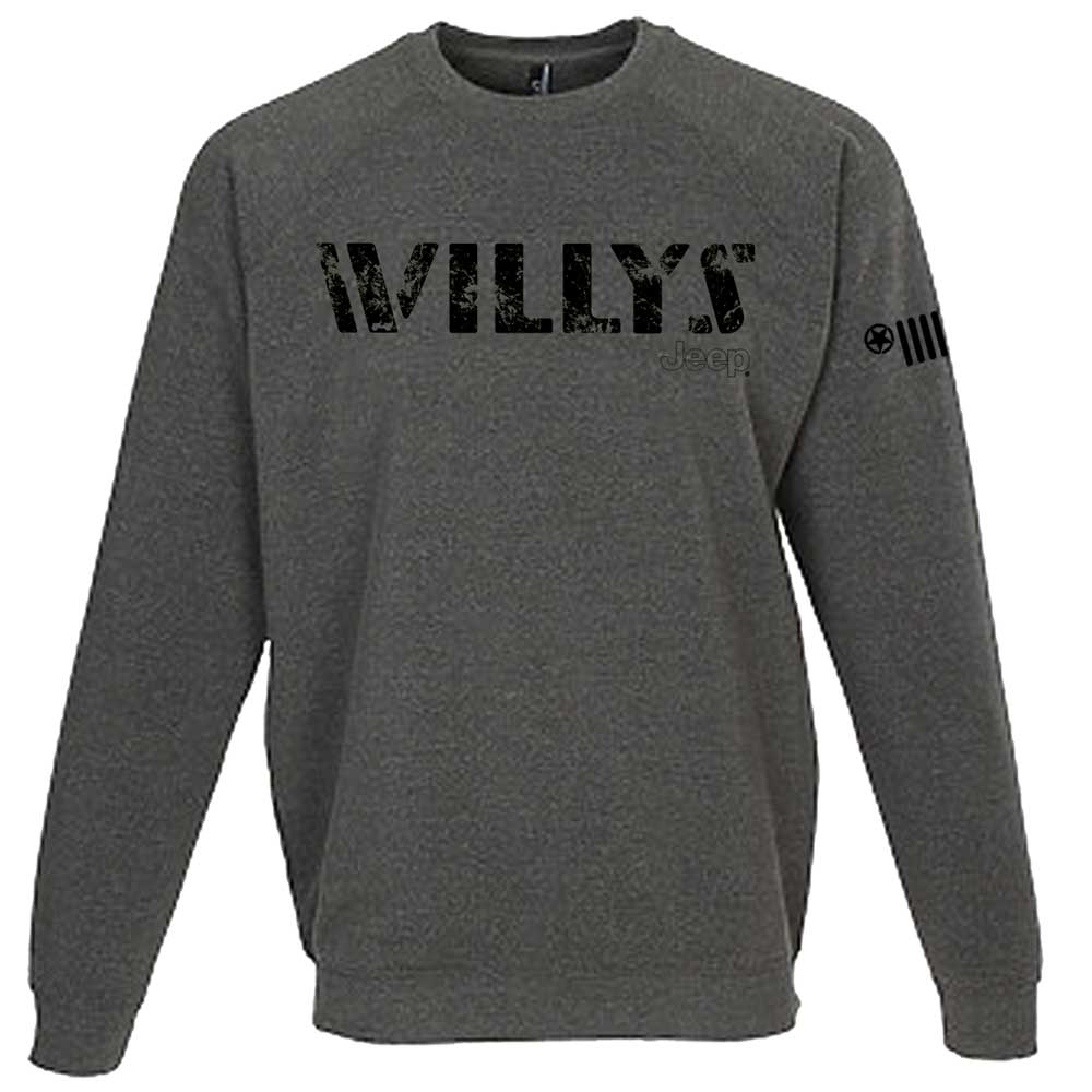 Mens Jeep® Willys Crew Sweatshirt - Heather Charcoal - Speedlogix