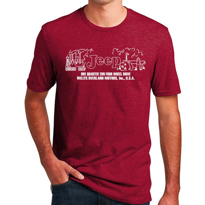 Mens Jeep® Willys Dash Plaque T-Shirt - Heather Deep Red - Speedlogix