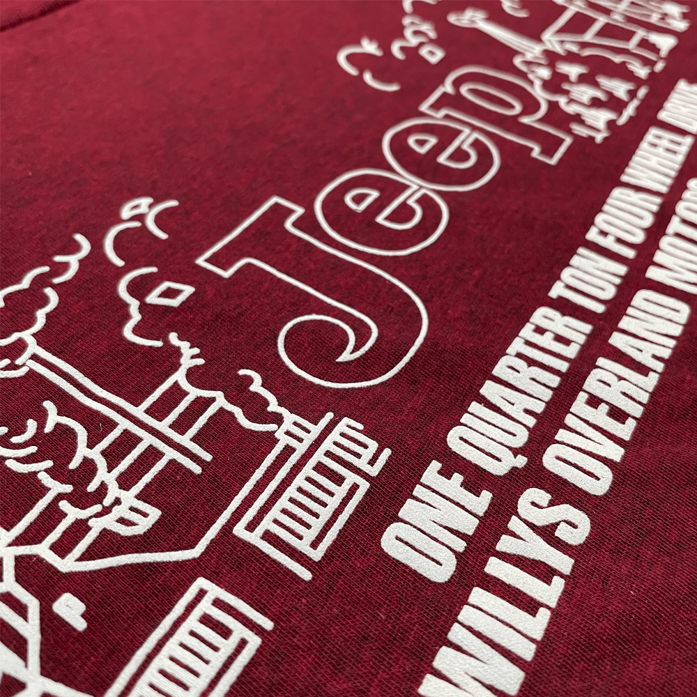 Mens Jeep® Willys Dash Plaque T-Shirt - Heather Deep Red - Speedlogix