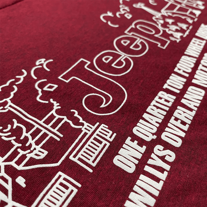 Mens Jeep® Willys Dash Plaque T-Shirt - Heather Deep Red - Speedlogix