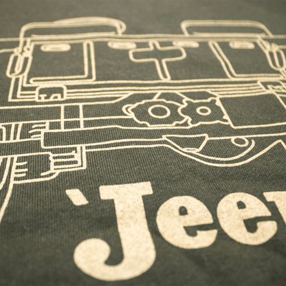 Mens Jeep® Willys MB Line Art Crew Sweatshirt - Military Green - Speedlogix