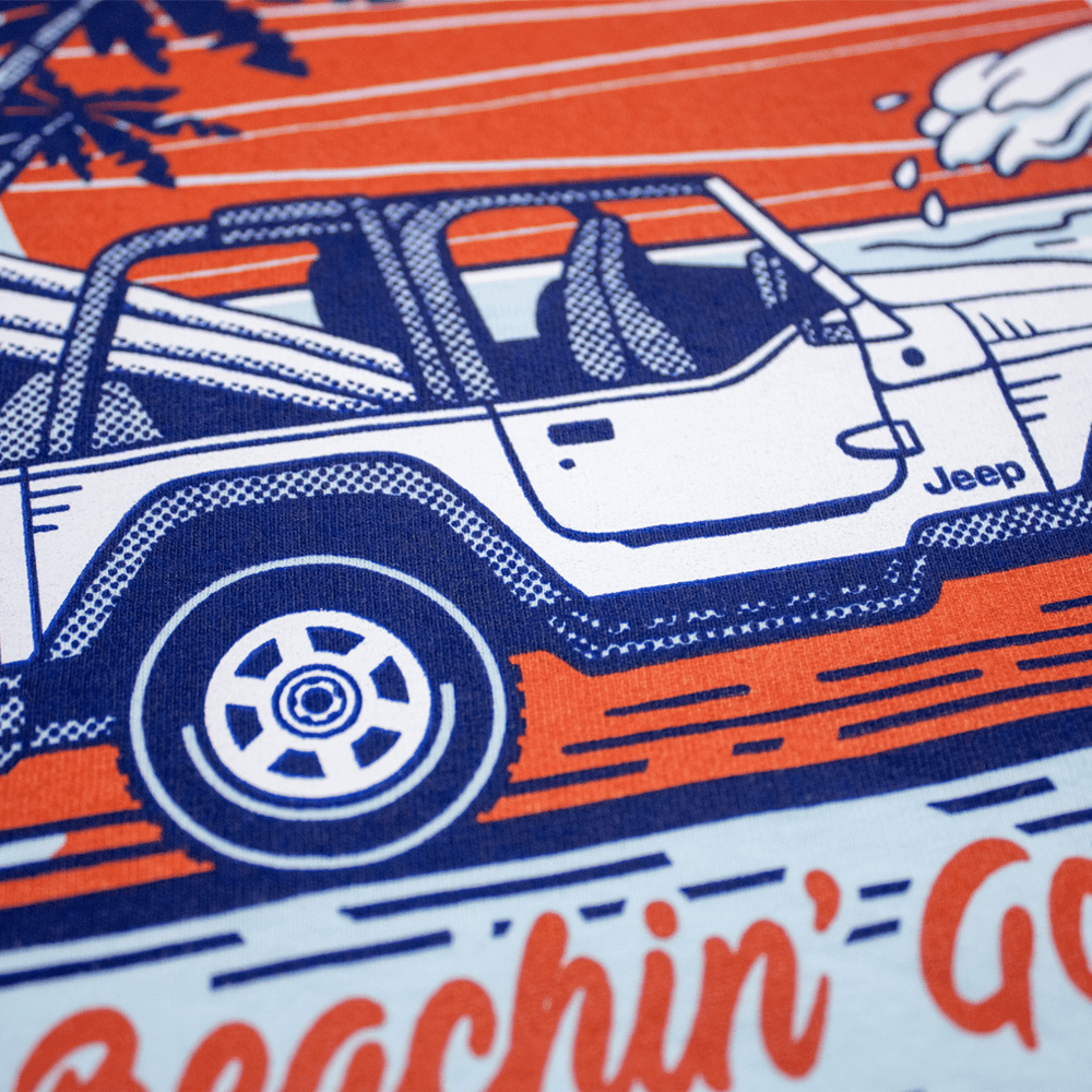 Mens Jeep® Wrangler Beachin' Good Time Longsleeve T-Shirt - Beach Wash Glacier Blue - Speedlogix