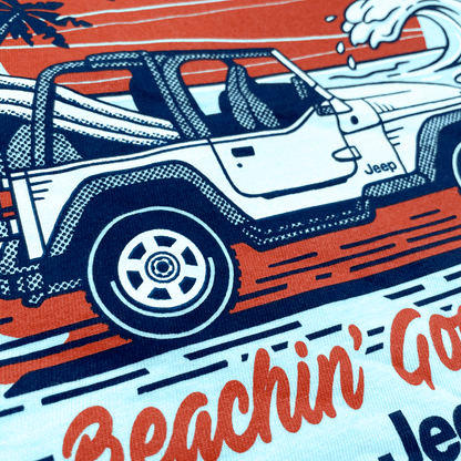 Mens Jeep® Wrangler Beachin' Good Time T-Shirt - Ice Blue Heather - Speedlogix