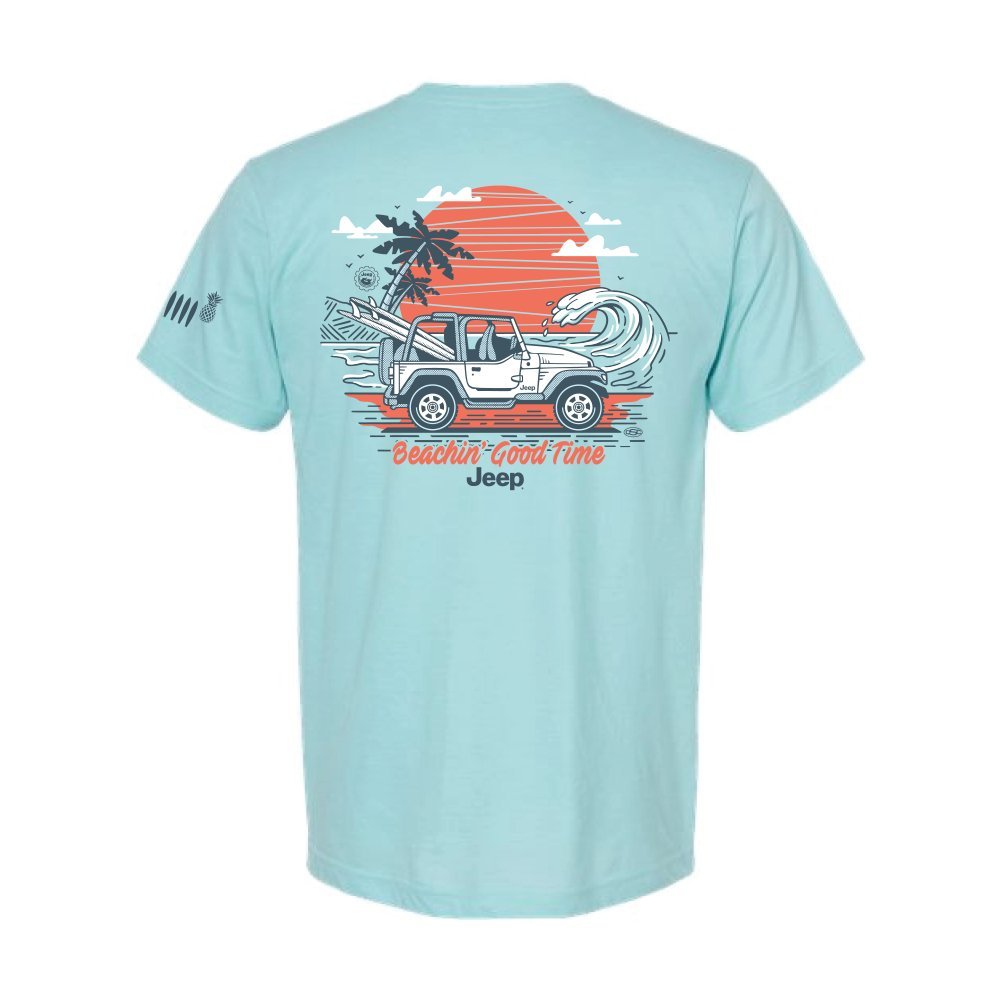 Mens Jeep® Wrangler Beachin' Good Time T-Shirt - Ice Blue Heather - Speedlogix