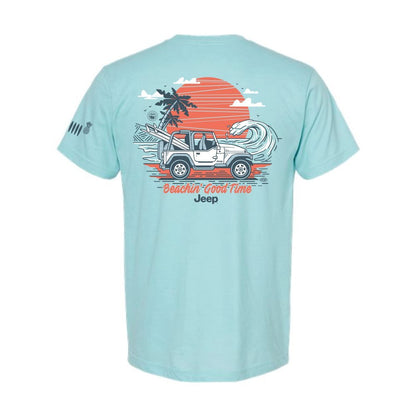 Mens Jeep® Wrangler Beachin' Good Time T-Shirt - Ice Blue Heather - Speedlogix
